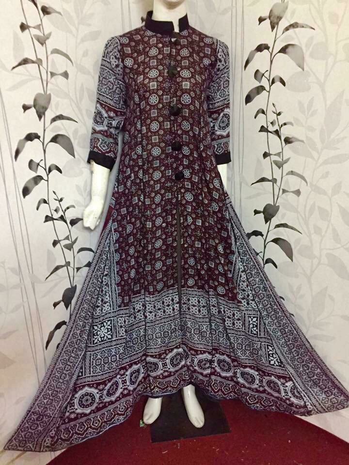 ajrak frock design