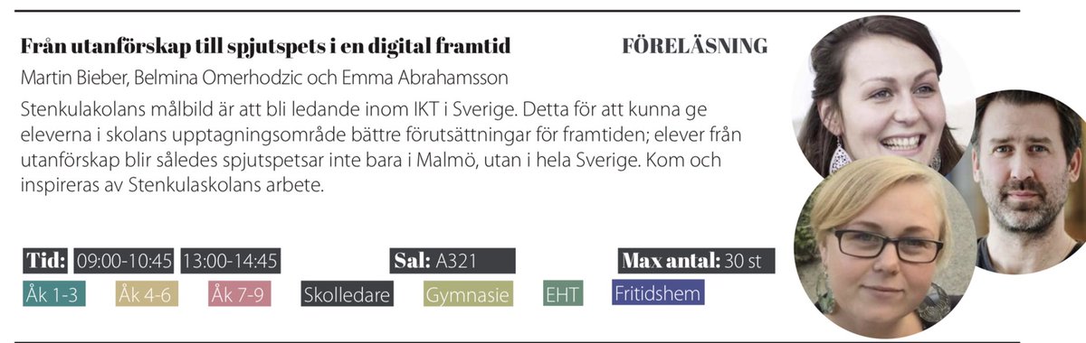 Imorgon smäller det! Pedagog Malmö Live 2018. Välkommen att komma och lyssna på mig @Bellmina_O <a href="/EmmaViqueAbra/">Emma Abrahamsson</a> och framförallt våra fantastiska <a href="/IStenkulaskolan/">iPals_Stenkulaskolan</a> på Pauliskolan imorgon. @pedagogmalmo @stenkulaskolan #wemaketheworldabetterplace