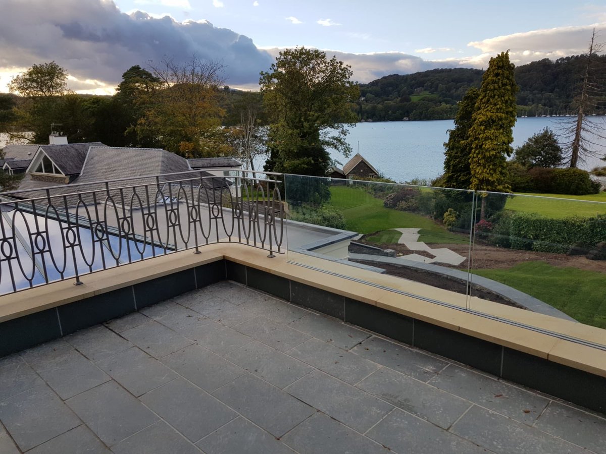 Bespoke External balustrade, glass and steel, Designed, manufactured and installed by TaylorHood Metalworks ltd