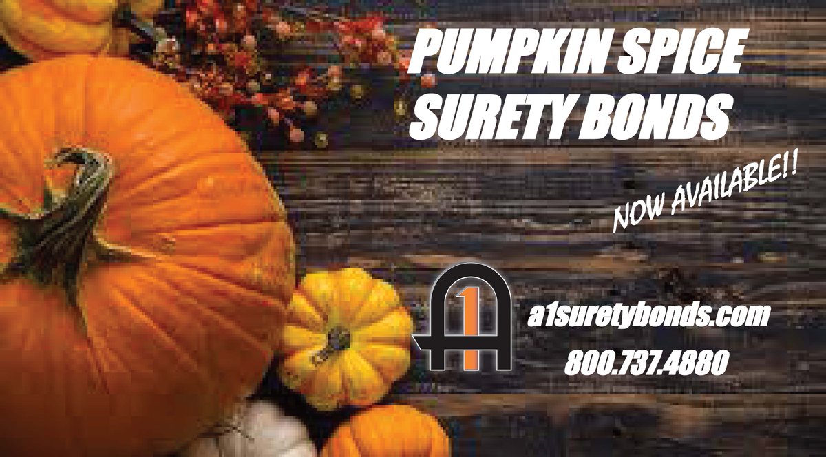 A1SuretyBonds's tweet photo. Pumpkin Spice Surety Bonds - We've got you covered. #suretybonds https://t.co/4bVdJ04Bow https://t.co/ZNi8oBQam5