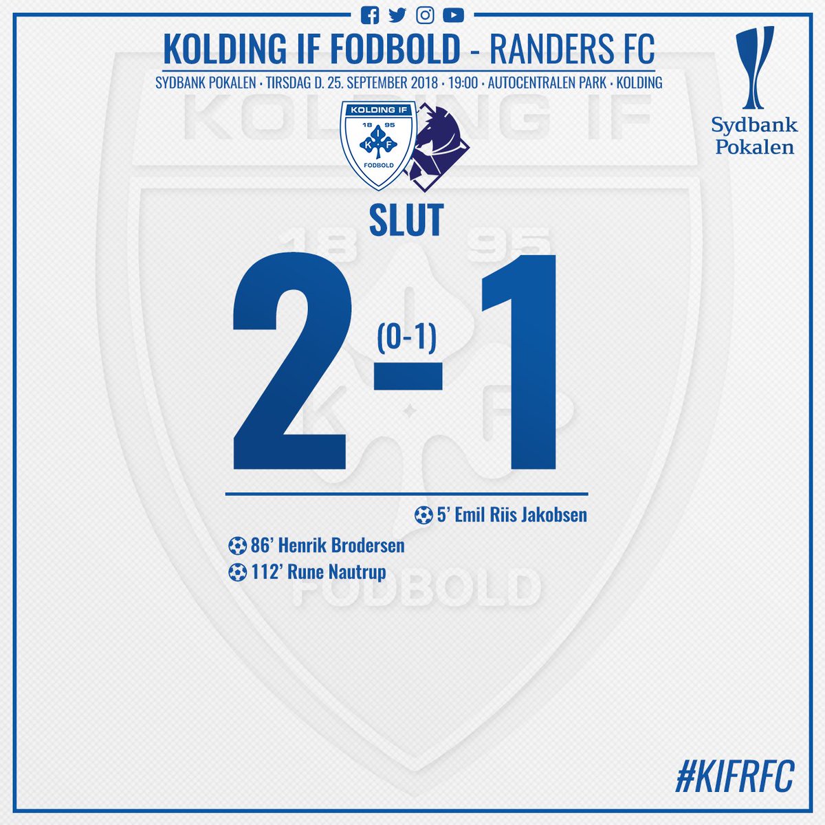 KoldingIF's tweet image. VI GØR DET! DRØMMEN LEVER! VI ER VIDERE I POKALEN!
Med en mand i undertal gør vi det umulige og vinder 2-1 efter forlænget spilletid på mål af Henrik Brodersen og Rune Nautrup!
Stor cadeau til Rinke for nogle FANTASTISKE redninger! #SydbankPokalen #ViErKolding