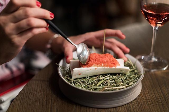 Bone marrow (!) ice cream with berry granita by @kontrast_mikael. One of the desserts at the @kokkekarlaslegat chef’s dinner event <a href="/kontrast_oslo/">Restaurant Kontrast</a> 🍦🍒 ift.tt/2Dt2K5R