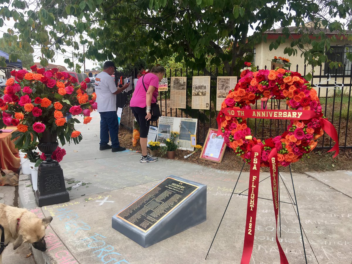 ToddGloria's tweet photo. Forty years ago today #PSAFlight182 crashed in North Park killing 144 people. We gathered at 9:01 am to remember the lives lost and to honor those who responded to it. Our city will never forget and I applaud those working to create a proper memorial to this tragedy. https://t.co/W4y2AlGRgj