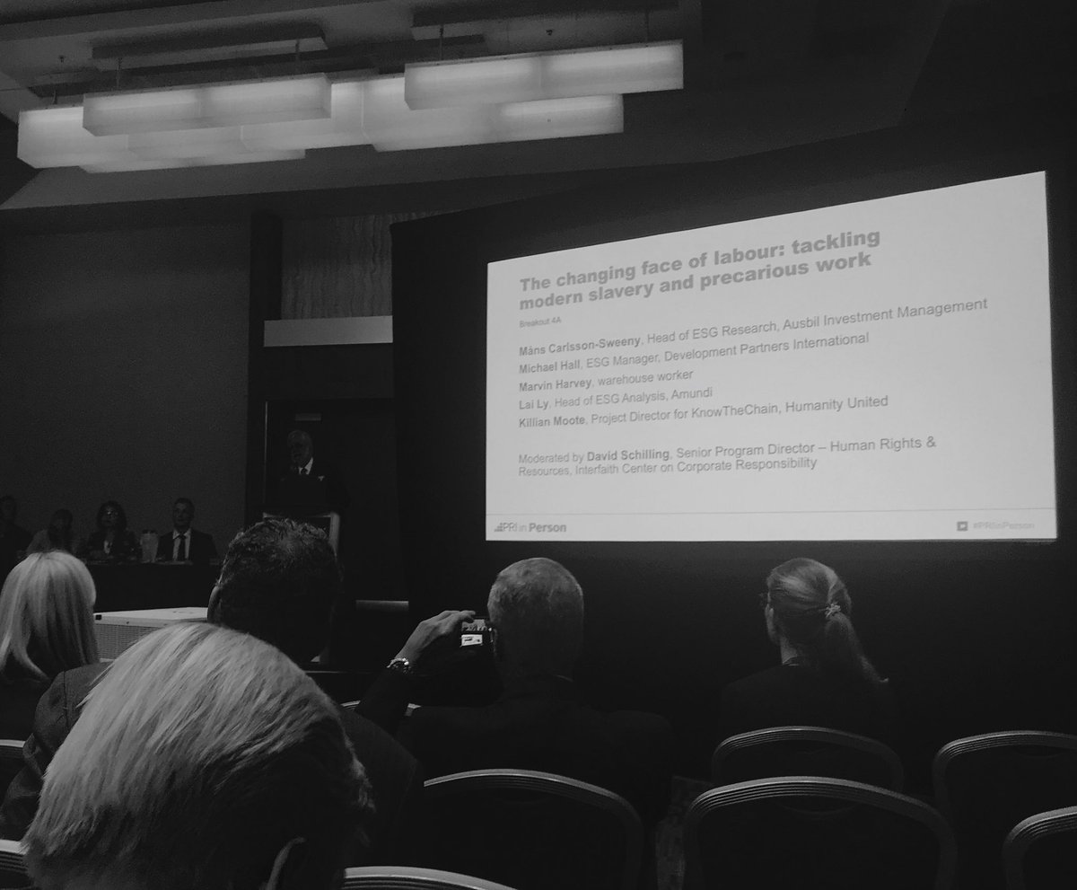 JCVercoe's tweet image. #PRIinPerson leading on modern slavery and precarious work discussions with meaningful firsthand contributions from affected individuals. Labour issues affect us all globally and provide an opportunity or a significant exposure depending on how we act as investors and consumers