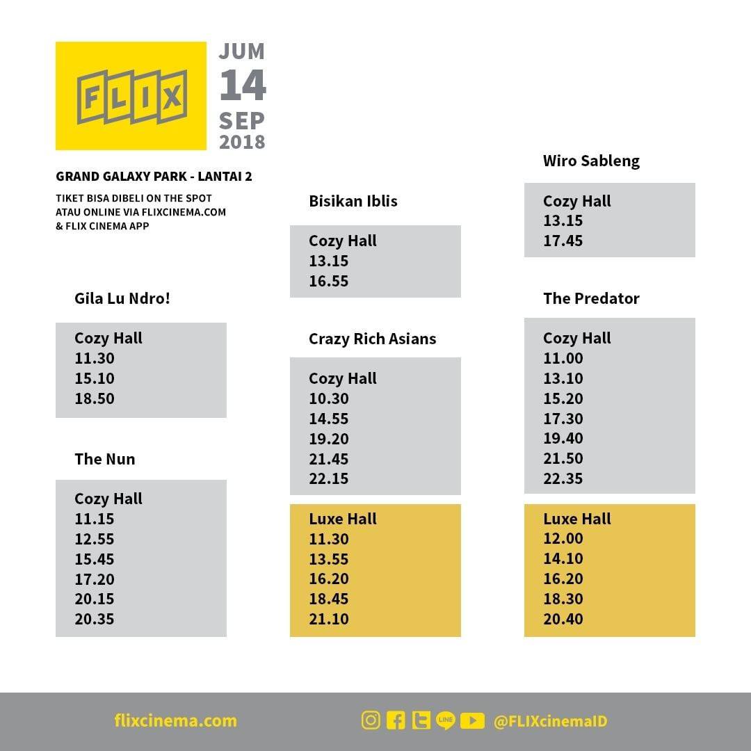 Flix Cinema En Twitter Jadwal Flix Grand Galaxy Park Pik Avenue Untuk Hari Ini 14 September 2018 Kamu Juga Bisa Cek Jadwal Booking Online Tiket Filmmu Dengan Mendownload App Flix Selamat Menonton Guekeflix Flixcinema Bioskop Flix Cinema En Twitter Jadwal Flix Grand Galaxy Park Pik Avenue Untuk Hari Ini 14 September 2018 Kamu Juga Bisa Cek Jadwal Booking Online Tiket Filmmu Dengan Mendownload App Flix Selamat Menonton Guekeflix Flixcinema Bioskop