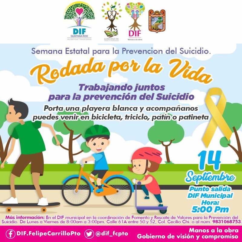 El Sistema DIF te invitan a participar en la #RodadaPorLaVida MAÑANA Viernes saliendo de las instalaciones del DIF municipal a las 5:00 p.m. y culminando en el parque principal.

🚴‍♂️🚴‍♀️🚴‍♂️🚴‍♀️

#ManosALaObra #GobiernoDeVisiónYCompromiso