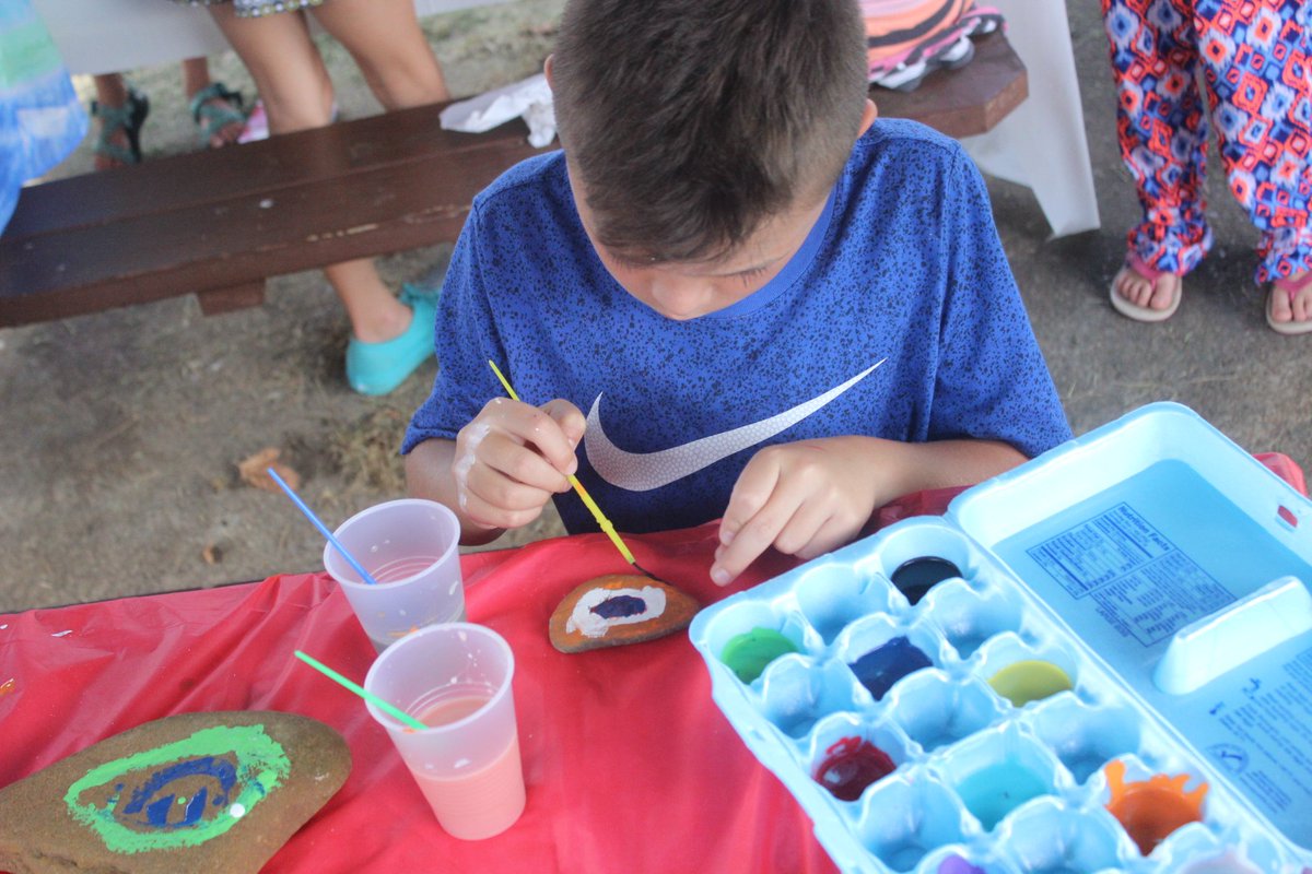 BGC_Greeneville's tweet image. Earlier this week staff from the Greene County Health Department painted rocks with some of our Club members. The rocks that the kids painted will be hidden and used for a hunt and hike on the Creation Health Trail in October!