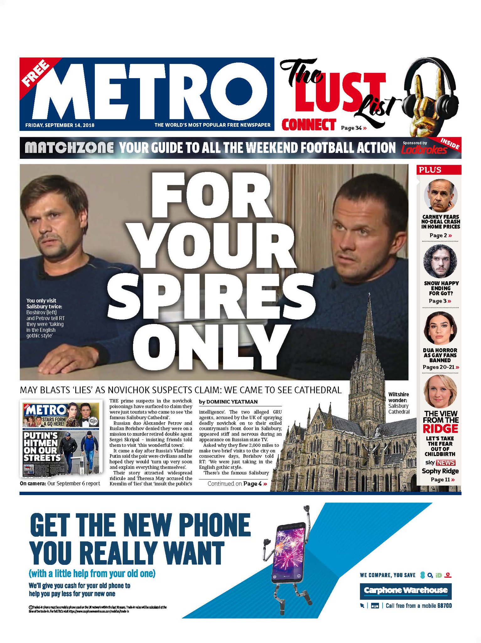 Metro Newspaper Uk On Twitter Fridays Front Page For Your Spires