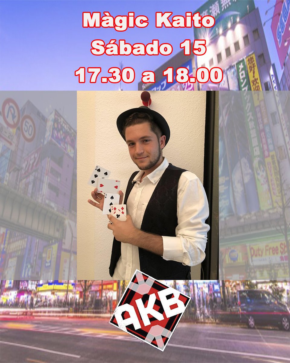 AkihabaraCat's tweet photo. Otro año más contaremos con Magic Kaito Animador para sorprender al público con sus trucos de prestidigitación.
#akbdeep2018 #magia #cartas https://t.co/2VSNcC2WyP