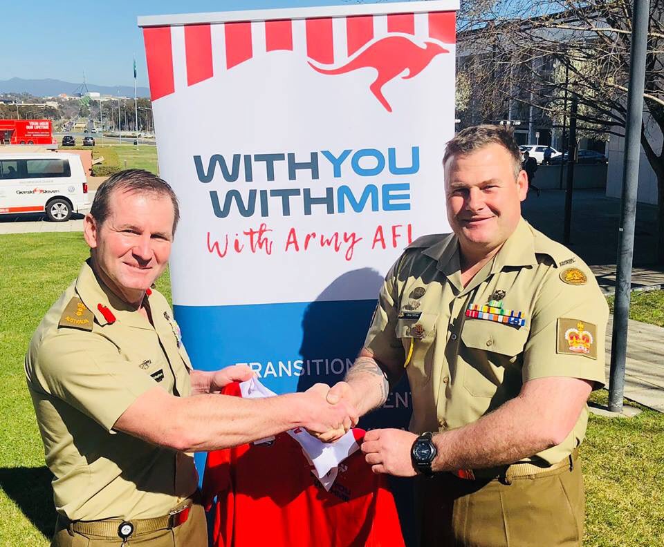 army_afl's tweet photo. Australian Army AFL is pleased to announce the Army AFL coaches:

WO2 Chris Clifton and SGT James Debono of the RMC Duntroon will coach the teams for the next 2 seasons.

Congratulations to our coaches! https://t.co/TTxLWklTS1