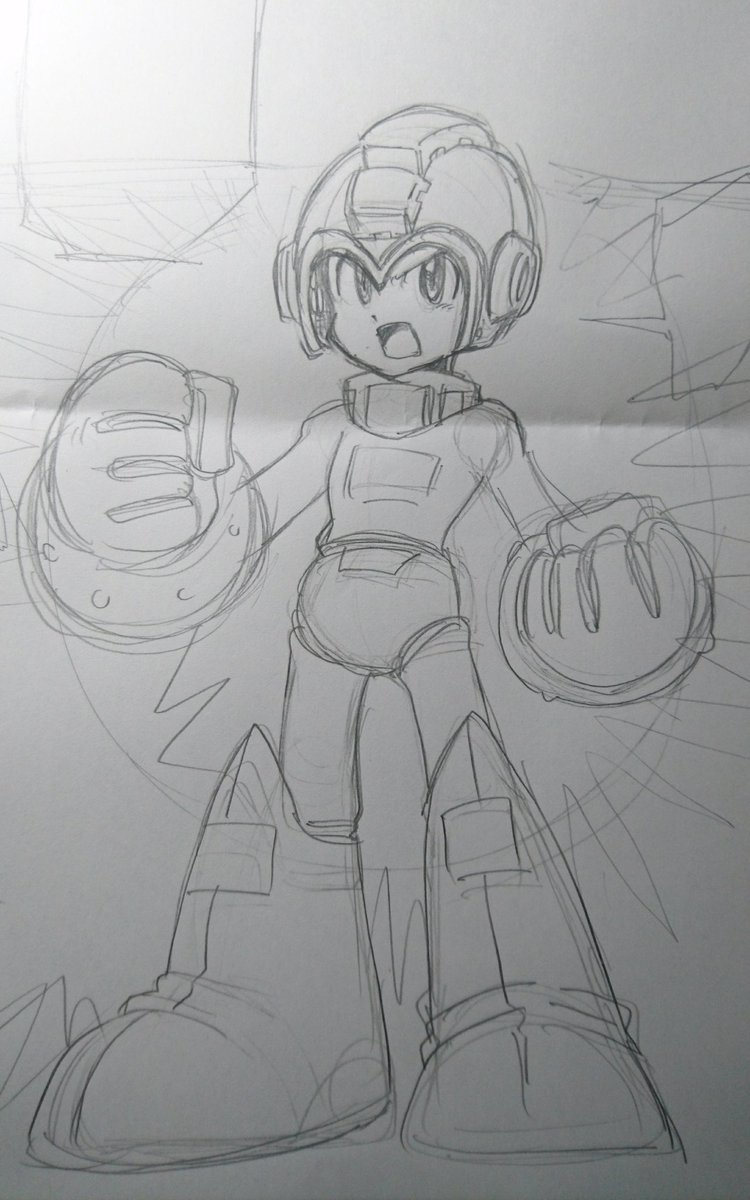 1日1模写、またもや1日遅れに…!今回はありがひとし先生のロックマンメガミックスから!!この効果なかなか難しかった～～。私はありが先生のツンデレエレキマンが好きです…! 
