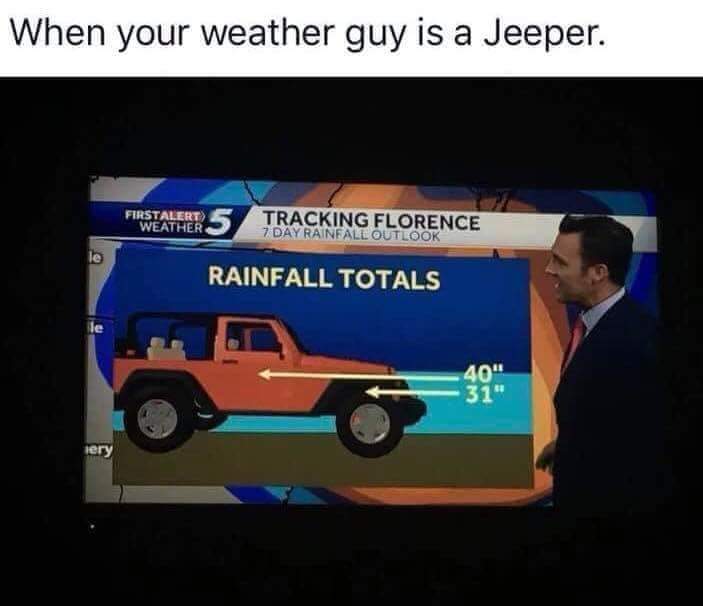 hawkeyeinmd's tweet photo. My kind of weatherman! 
@THEJeepMafia https://t.co/CkNMLtpQFP