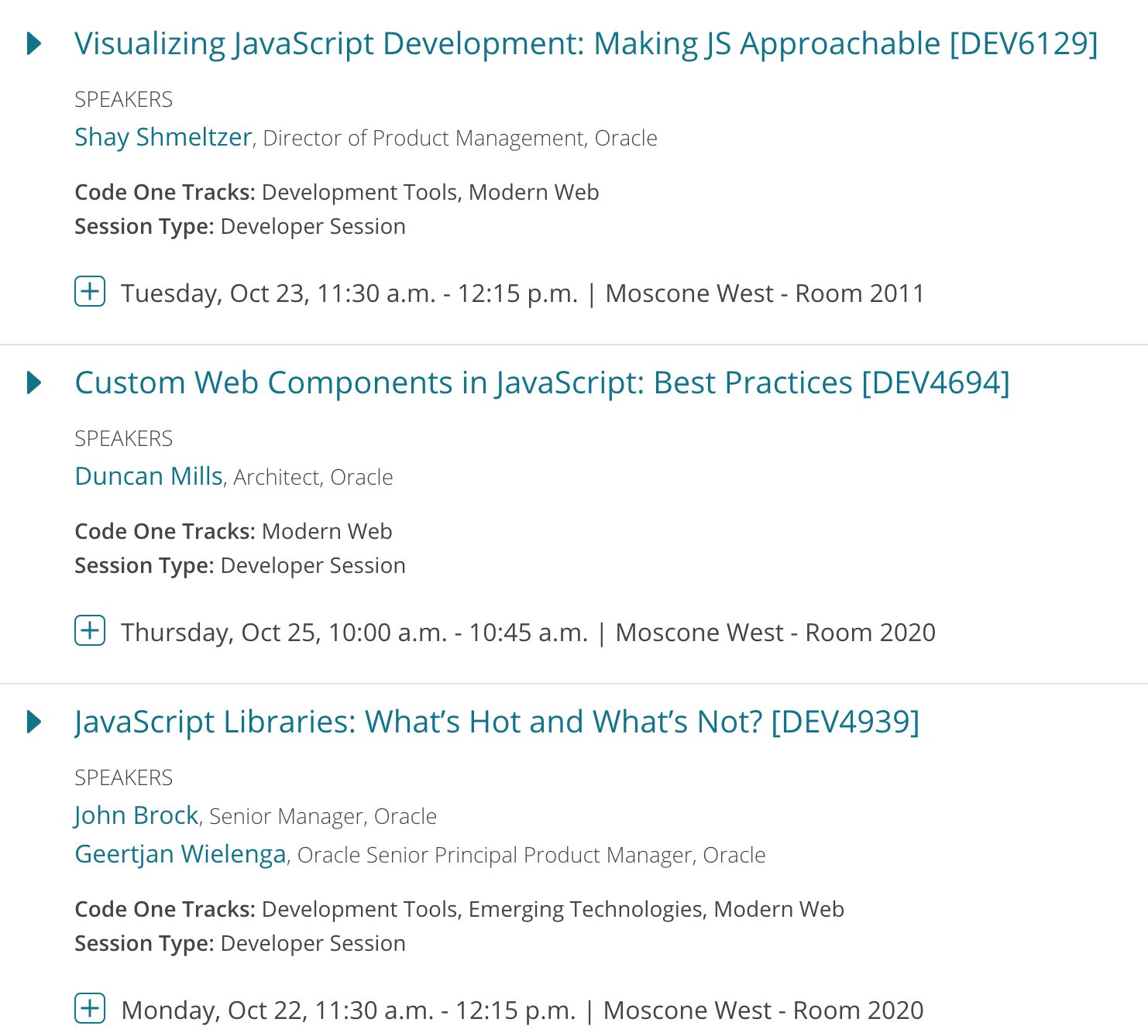 Discover the top Javascript sessions at #CodeOne this year! #JavaScript https://t.co/A9YtCq4RqU https://t.co/zvCn2ZOzpo