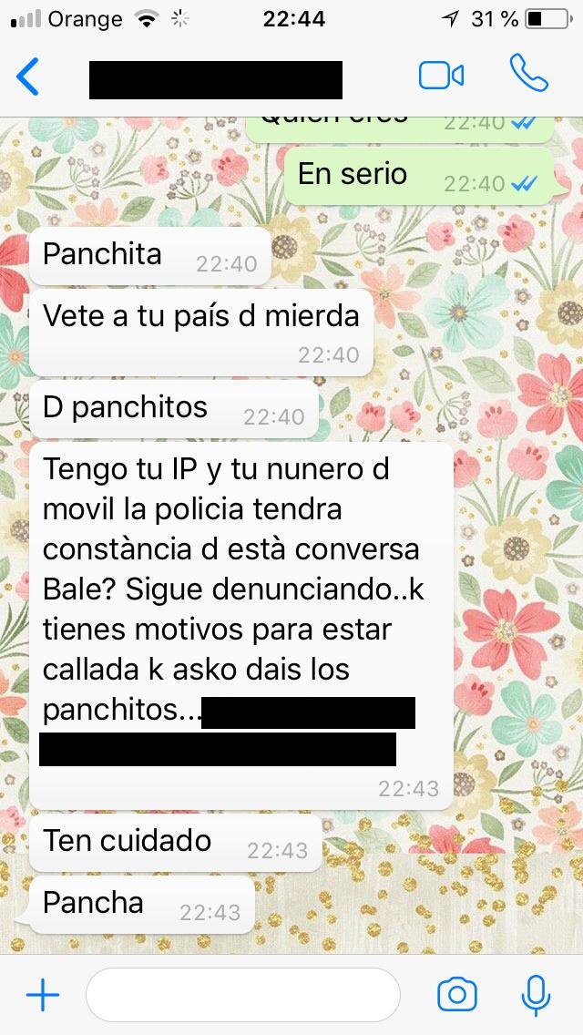 lanificier's tweet photo. @SOSRacis Hola!! Recientemente mi pareja ha sufrido acoso claramente con intenciones racistas y xenófobas por Whatsapp, qué me recomendáis? #stopracism #xenofobia #racismo #racisme #racism https://t.co/oblOn2gAIl