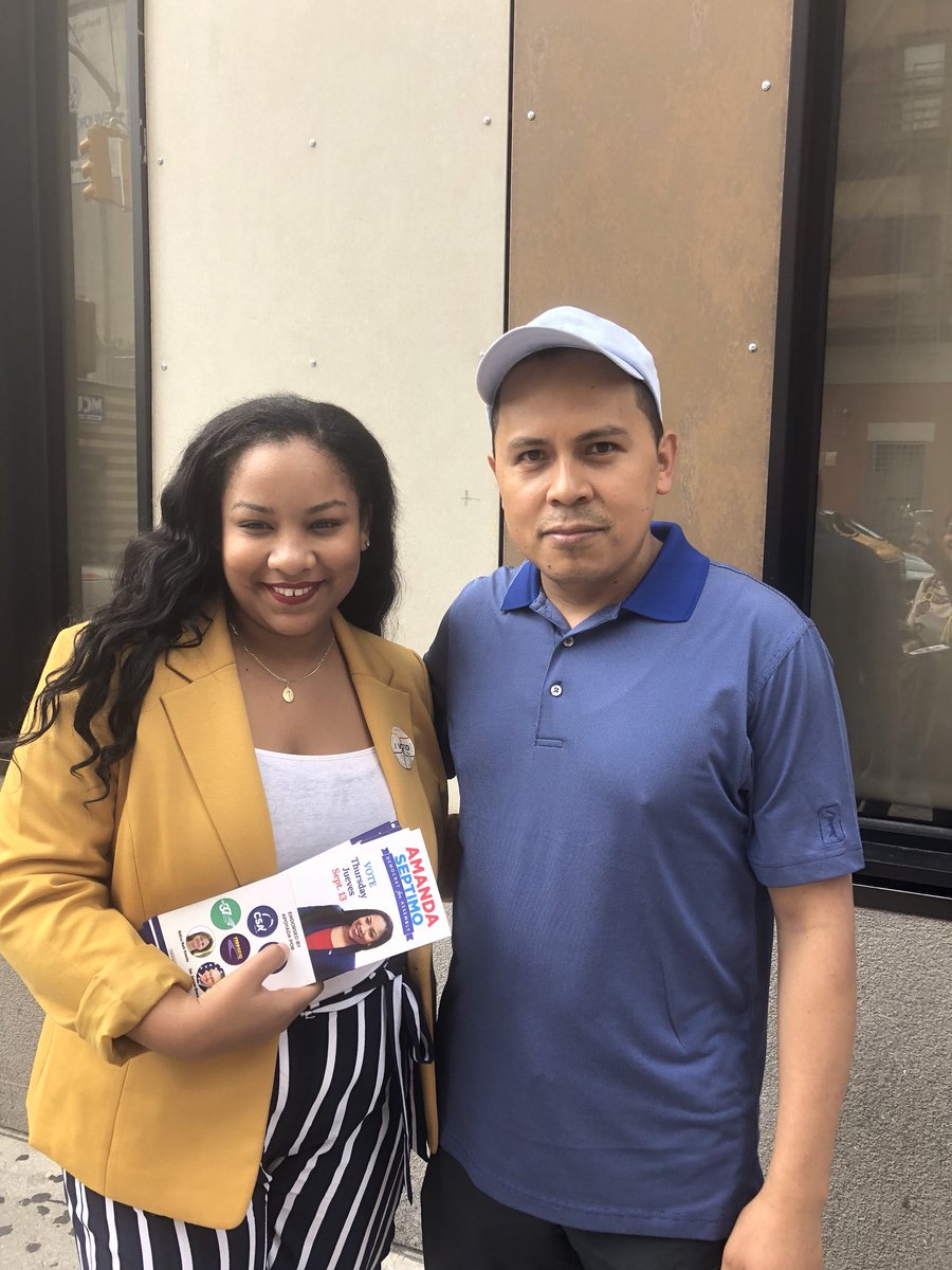AmandaSeptimo's tweet photo. Love meeting first time voters at the polls. Thanks to everyone who has shown up so far — but I know we can do better! Let’s show that The Bronx is ready for change. #SeptimoInSeptember https://t.co/bctqq1nUVc