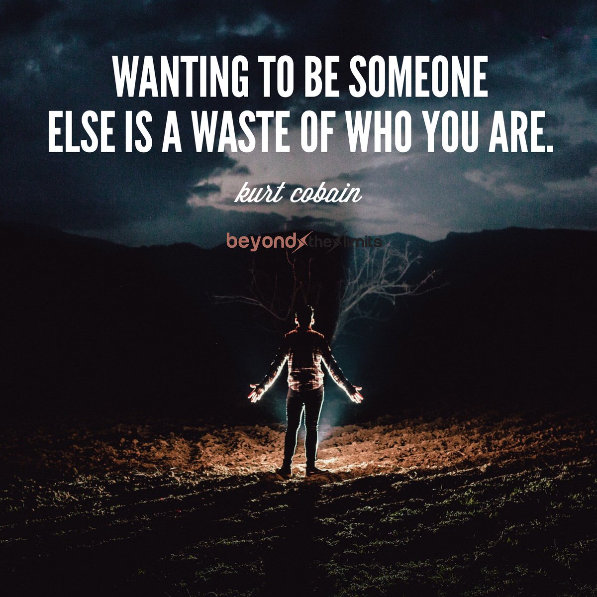 beyondxtxlimits's tweet photo. "Wanting to be someone else is a waste of who you are." – Kurt Cobain
#quote #motivation #inspiration https://t.co/0lhGEhKLHm