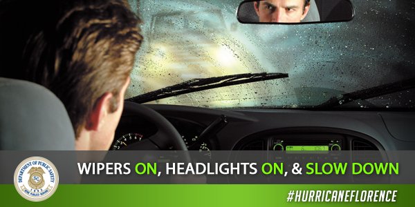 theSCDPS's tweet photo. Make sure your vehicle is visibile during rainfall. If your wipers are on, make sure your headlines are on as well. Check out this message from Trooper Judd about the importance of visibility: https://t.co/iFPPjOBOH6 #SCTweets South Carolina Emergency Management Division https://t.co/QQoHBN2YnF