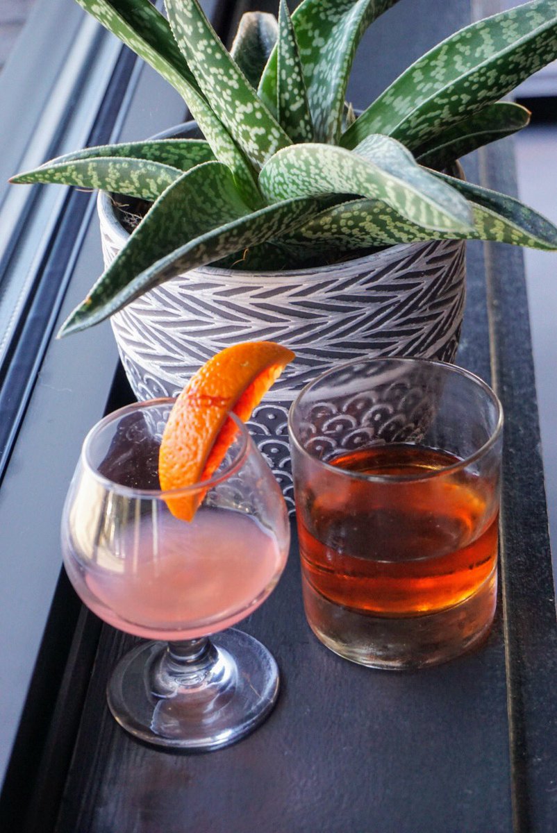 Keeping the Chartreuse game going this week and using the yellow as the sweetener in this sazerac. Blood orange and absinthe from the rinse in the side car. 
#eatdrinkindy #keepindyindie #do317 #visitindy #eathereindy