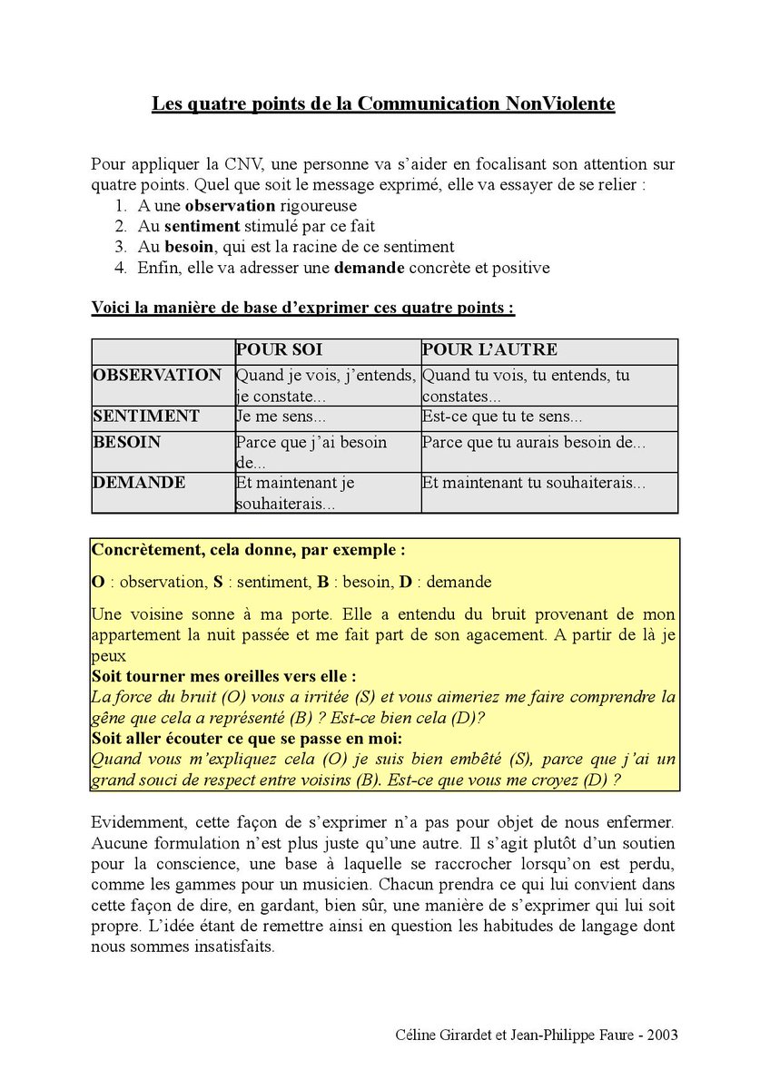 pgbahode's tweet photo. De par nos parcours, les étapes de la CNV peuvent nous sembler familières voire maîtrisées. En même temps, ce sont le cheminement en 4 temps (OSBD), notre attention au moment présent et la clarté de l'intention qui contribuent à la qualité de communication et préservent le lien. https://t.co/msje5xu1iT