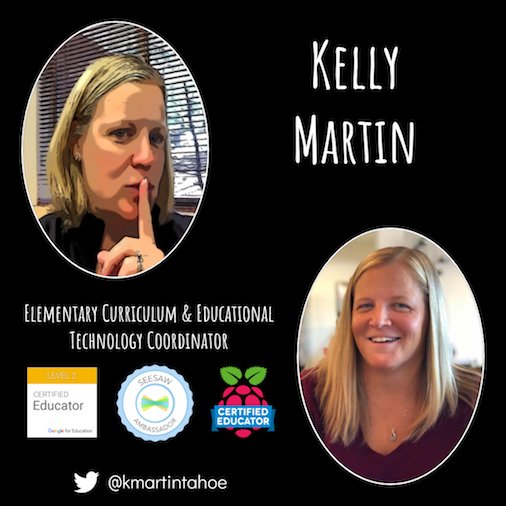 EdTechConfess's tweet photo. Meet Kelly: I’m Kelly aka KMart, Elem. Curriculum &amp; EdTech Coordinator in South Lake Tahoe. I enjoy baking, binge watching random tv shows w/ my husband, &amp; being a taxi driver carting my boys to various activities. All time favorite movie: Goonies. #edtechconfessions #podcastEDU https://t.co/ccu0o1k8P7