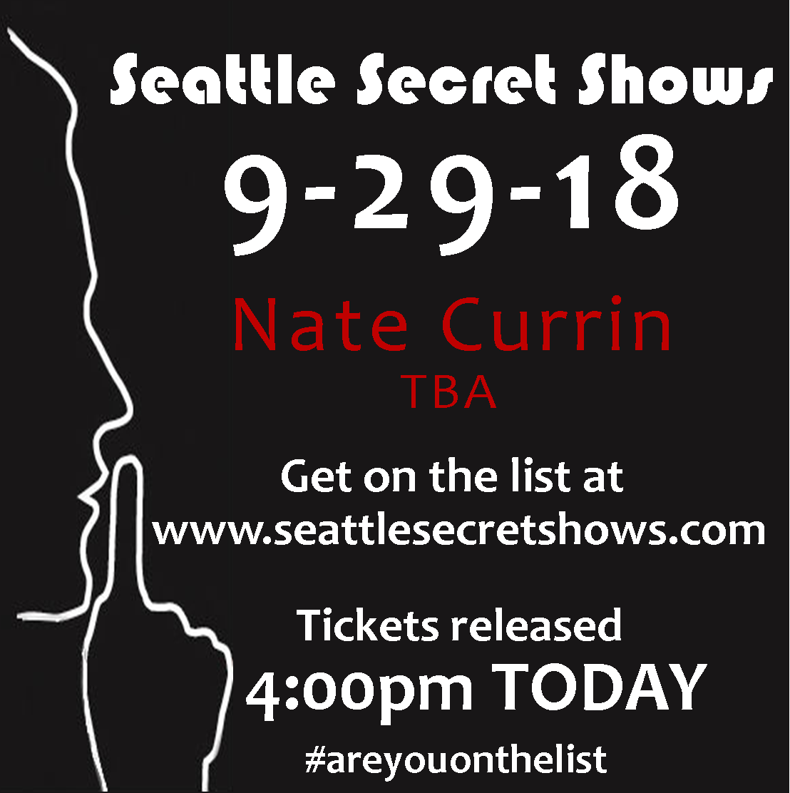 Our next #SeattleSecretShow is 9/29 with <a href="/natecurrin/">Nate Currin</a> (2nd artist TBA)! This special show will take place in a brand new intimate space in #QueenAnne! Sign up on our email list to get your tickets. seattlesecretshows.com Releasing at 4pm today!
#areyouonthelist