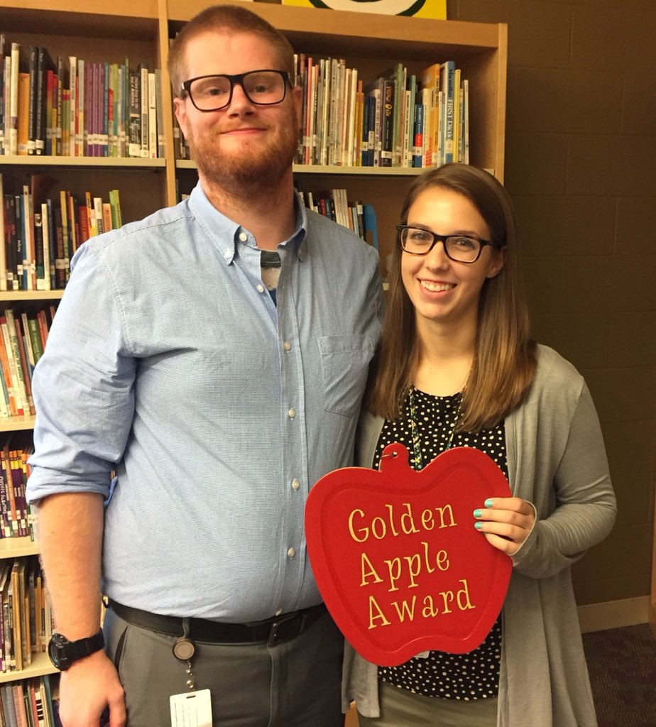 WilsonElementa2's tweet image. Congrats to Mr. Sefcik, Wilson’s first Golden Apple Award winner for perfect attendance last year! He then passed the apple to Miss Jameson for creating an amazing culture in her new classroom! @YtownSchools #thewilsonway