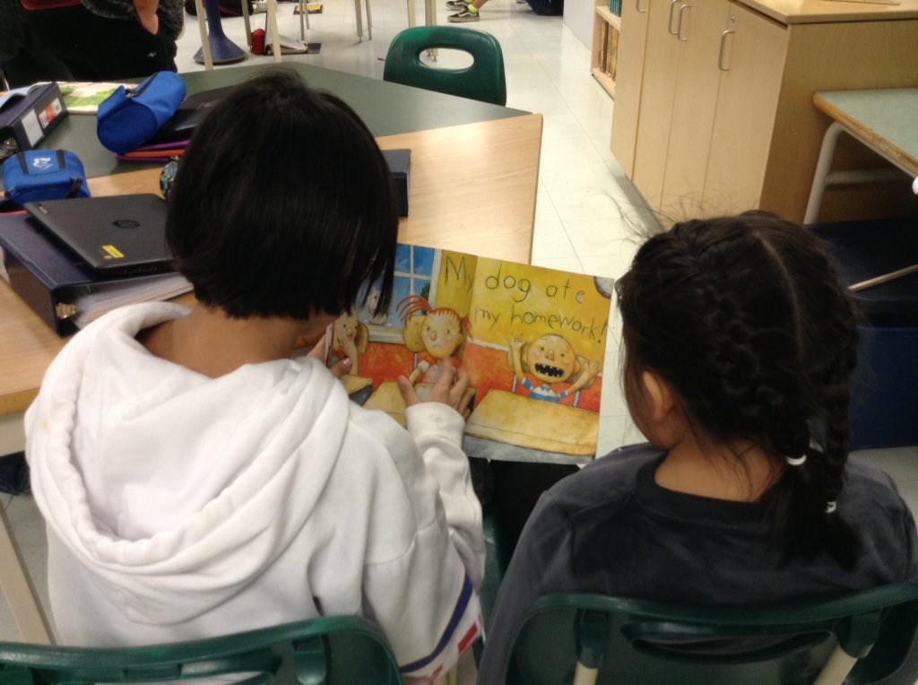 MsKClass's tweet photo. More grade 7 students practicing "reading like a teacher". @Exshawschool https://t.co/xlwYZj5QT4