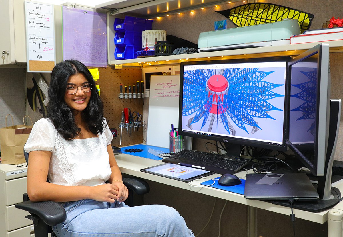 NASAJPL_Edu's tweet photo. For this @NASAJPL intern, getting hands-on experience as a mechanical engineer has meant designing a structure that could allow for the first direct images of planets beyond our solar system. #MeetJPLIntern Allison Ayad: https://t.co/hJp8cGmcBx https://t.co/xbPX3hJsK8