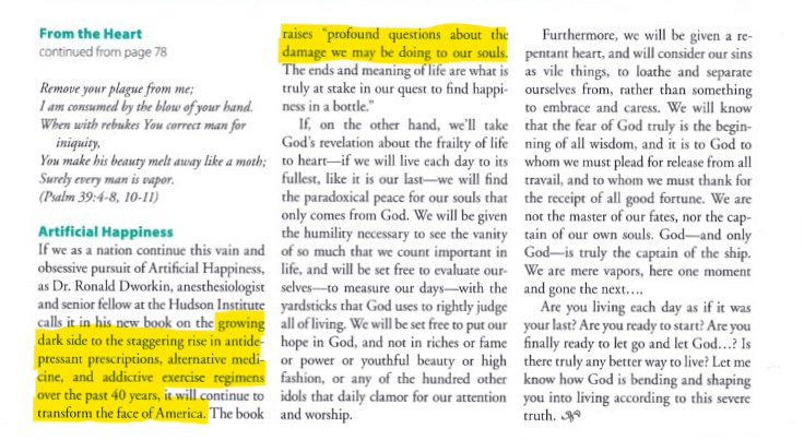 Pic1 = Excerpt from "Christian Counseling Today" (vol.14, no.2) by Tim Clinton.Pic2 = Excerpt from Ronald Dworkin's website:  https://ronaldwdworkin.com/artificial-happiness-the-dark-side-of-the-new-happy-class/