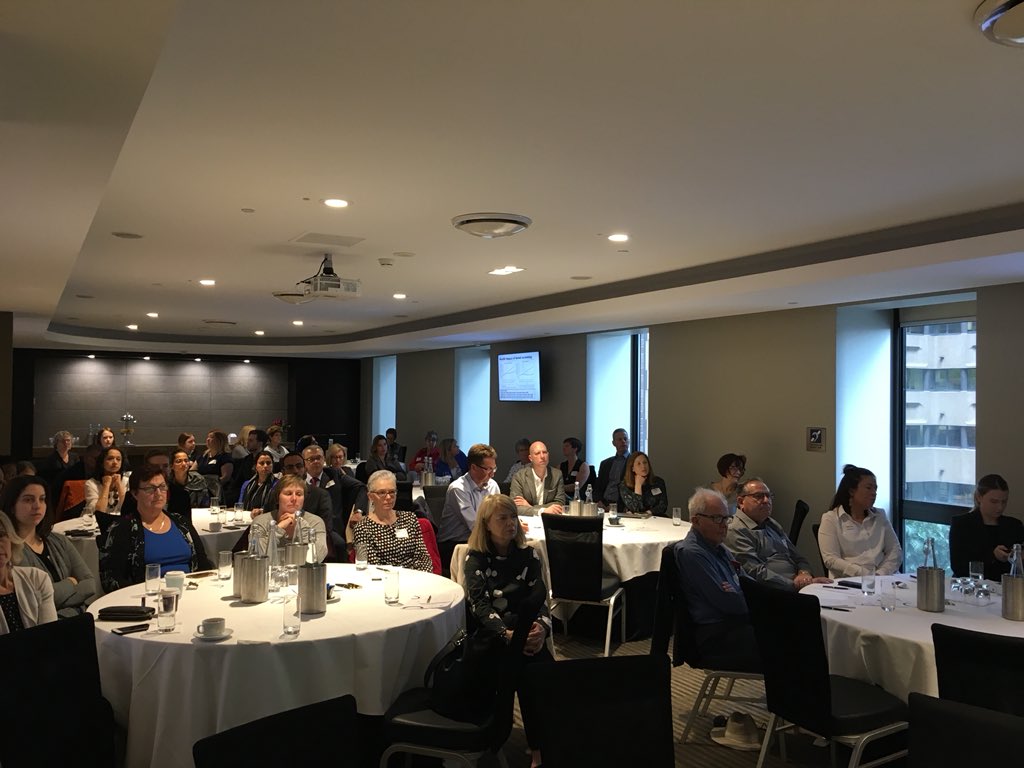 mvarlow's tweet image. Audience is transfixed by Prof KarenCanfell’s from @CCNewSouthWales fabulous  #postconference #CancerInnovations @cancerNSW breakfast