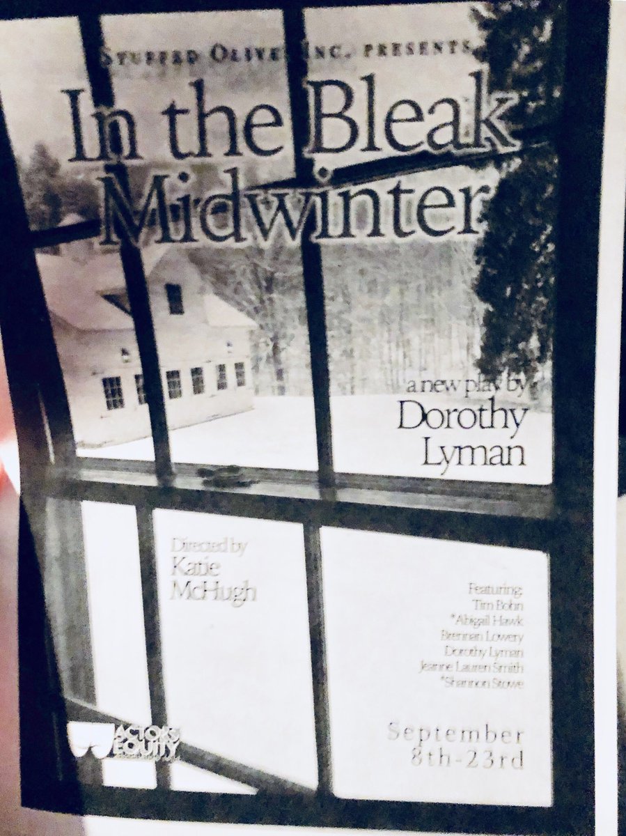 programticket's tweet photo. Super Excited To See The AMAZING #DorothyLyman And @abigail_hawk In “In The Bleak Midwinter”!!! #yourprogramisyourticket #inthebleakmidwinter #offbroadwaytheater #shetlerstudios https://t.co/90ULg0unyQ