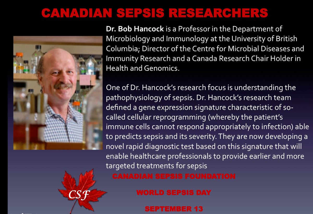 CanSepsisFdn's tweet photo. Canadian #Sepsis Researchers π¨π¦
#WSD18 #WSD18CSF
Introducing Dr. Robert Hanock https://t.co/lbDekf0Ey1