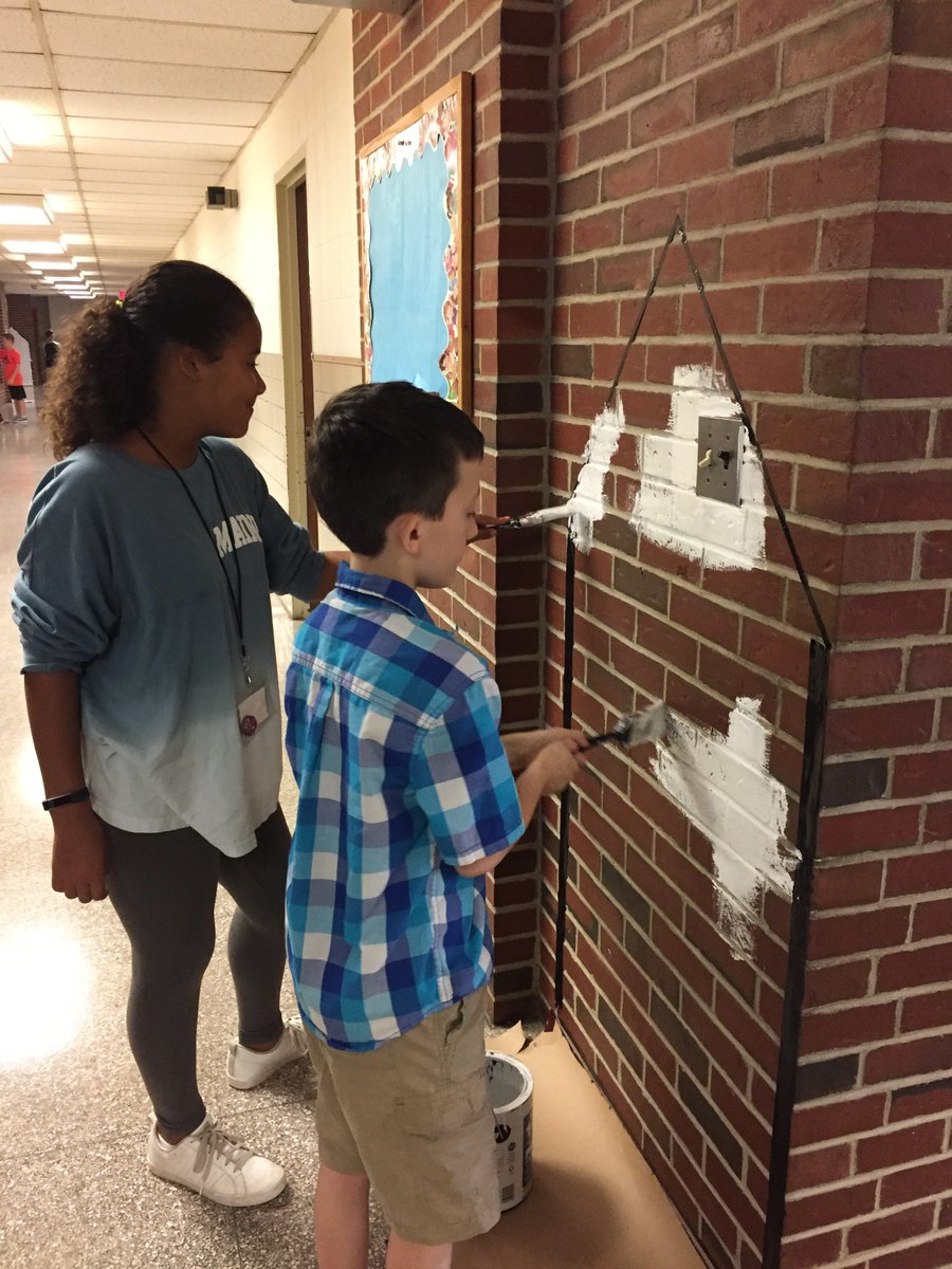 LudlowPublicSch's tweet photo. Students in Mrs. Jorge's community outreach classes were painting houses on the hallway walls today. The 10 houses represent the new adventure @VetsParkElem cross grade level houses to promote social connections &amp; active engagement. #VetsPark10housesstrong https://t.co/q575SIyiWo https://t.co/AheF2nrgt6