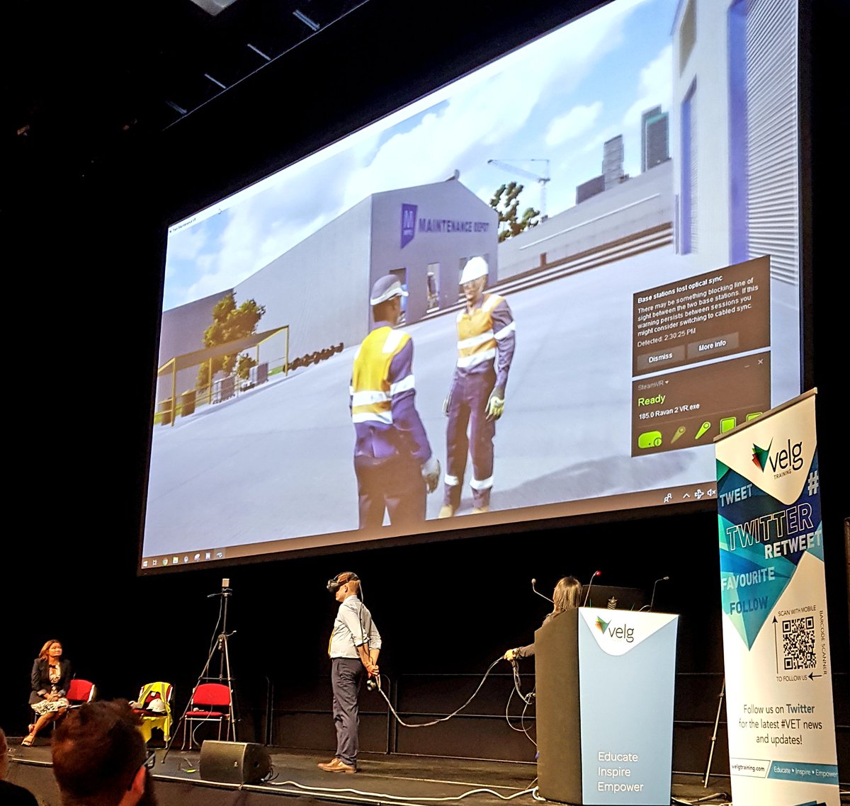 MichelleIngley's tweet photo. VR demo.......VET game changer! @ExnerGroup #2018NVC @velgtraining @SkillsImpactSSO https://t.co/lbOqoEw9vS