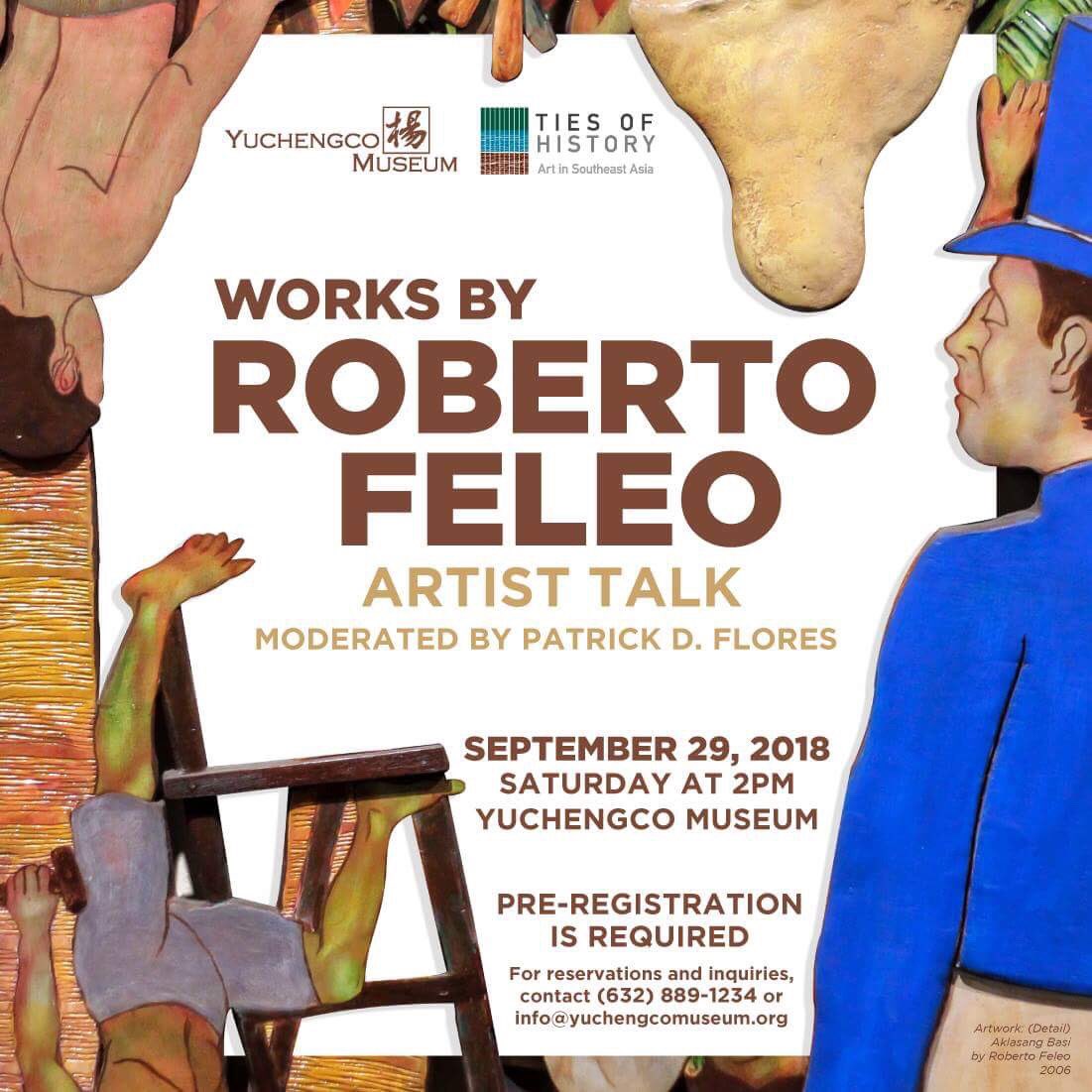 yuchengcomuseum's tweet photo. Join us on September 29, Sat, 2PM, for an artist talk with Roberto Feleo!

Roberto Feleo represents the Philippines in Ties of History: Art in Southeast Asia exhibit. Roberto will talk about his creative process &amp; will give a glimpse into his works in progress.

See you there! https://t.co/i84dk5VoQz