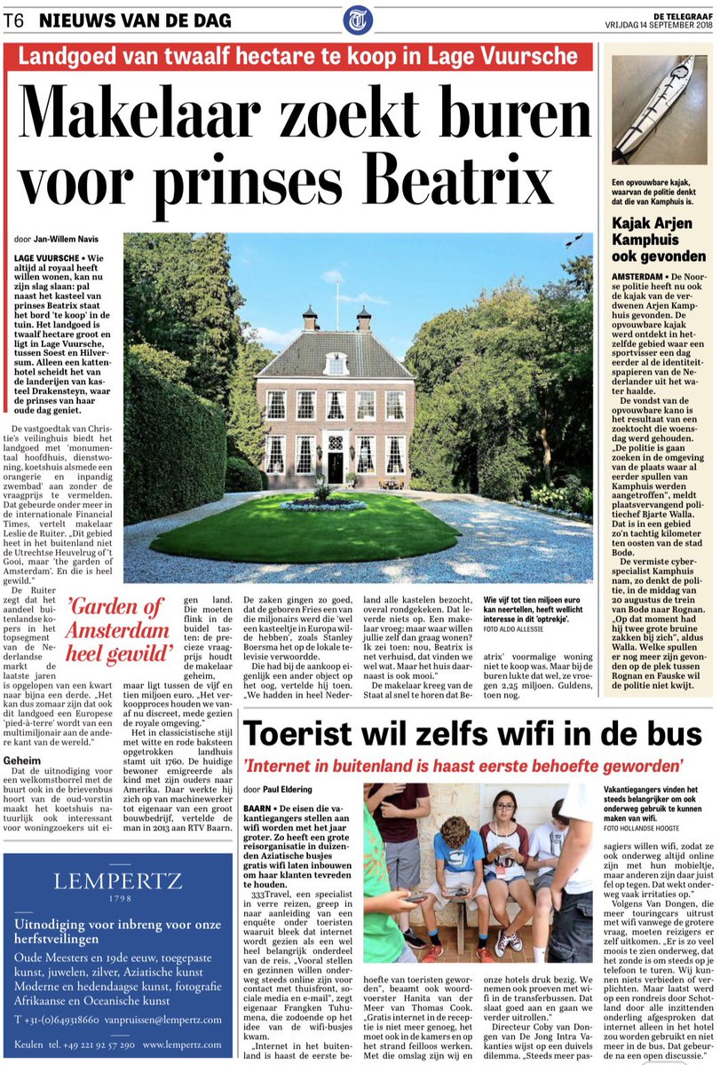 hulstkamp's tweet photo. Landgoed Klein Drakensteyn te koop bij Christie’s International Real Estate, vandaag groot in Telegraaf! #drakensteyn #christiesrealestate #woningmarkt #topsegment #landgoed #r365 https://t.co/PrA3ZmmmBO