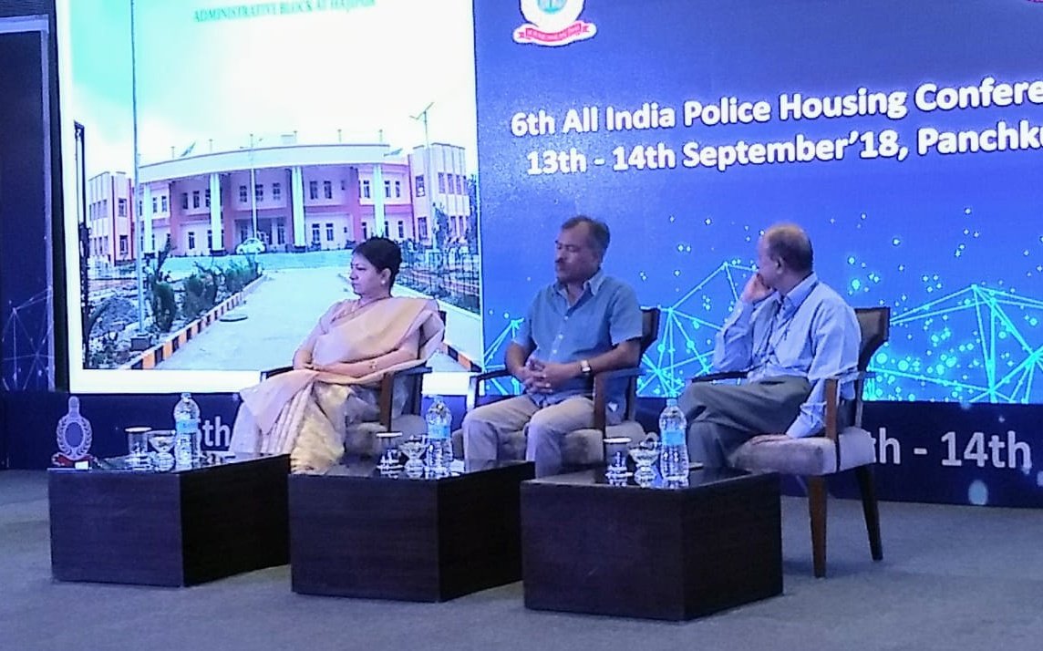 BPRDIndia's tweet photo. Ar. Dhananjay Kumar, Sr. Architect Bihar Police Building Construction Corporation Patna talks about ways to improve police infrastructure in the presence of Sh. R.M. Singh , IPS CMD Assam PHC, Sh. M.K. Tiwari, IPS, DGP &amp; MD Punjab PHC and Ms. Lily Rai, Chief Architect Haryana PHC https://t.co/GEgXirLTnC