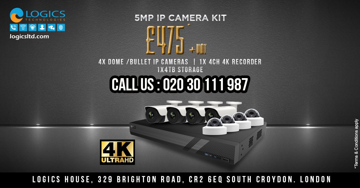 LogicsTechLtd's tweet image. Amazing deals ! 4 X Dome | 5 MP | | 1 x 4 TB storage | Bullet IP High definition and 4K recorder kit. Call us now - 02030111987
#CCTVCamera #4KUltraHD