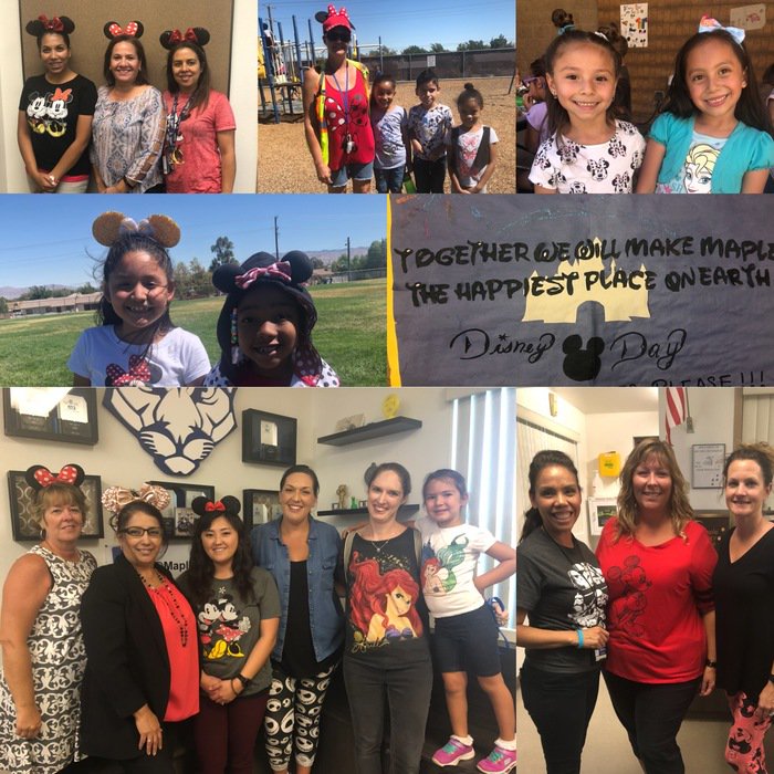 MapleROAR's tweet photo. "Together we will make Maple the happiest place on earth!" Our Mountain Lions showing their school spirit on Disney day! #MapleROARs #IMPACTtheFutureHUSD https://t.co/ctOcMdy6lu