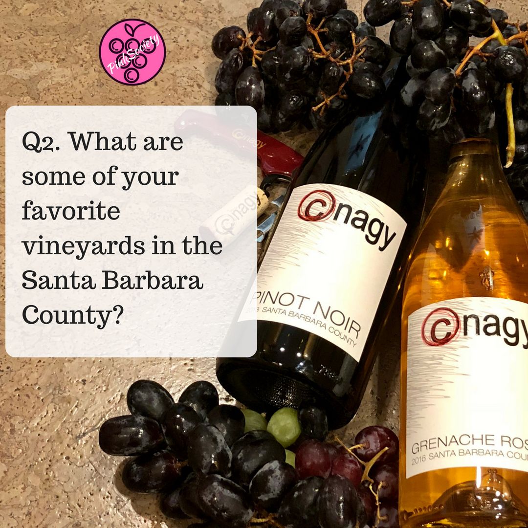 Q2.  What are done if your favorite Vineyards in Santa Barbara County? <a href="/cnagywines/">Clarissa Nagy</a> <a href="/boozychef/">boozychef</a> <a href="/_drazzari/">Dave Razzari</a> #PinkSociety