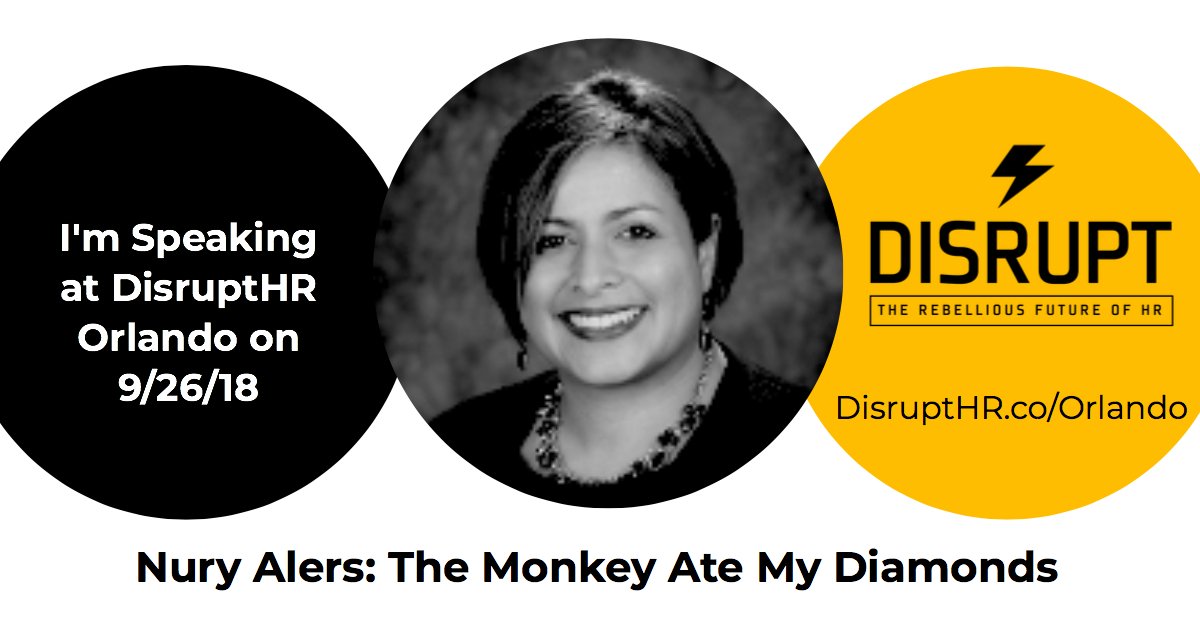 Come check out Nury Alers speak on: 'The Monkey Ate My Diamonds' on 9/26/2018 at Electronic Arts (EA) in Orlando, FL. 

Get Your Tickets Here -> bit.ly/2mYVRyk
#disruptHROrl