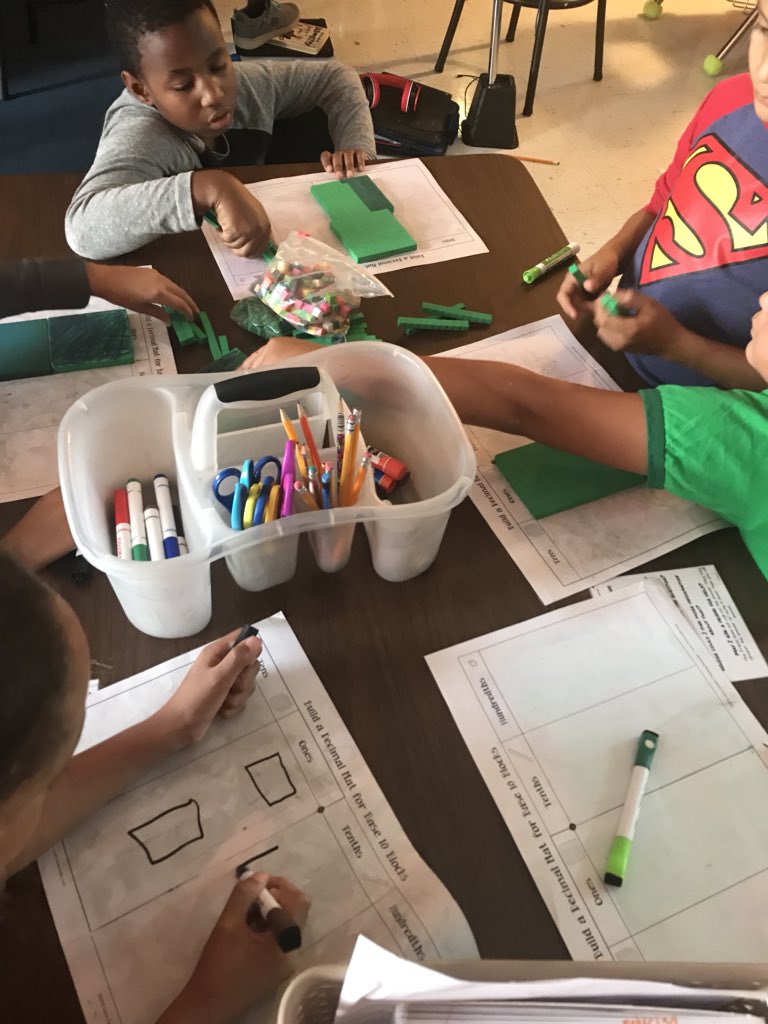 crockettwfisd's tweet image. These 4th graders are learning a new concept with manipulatives. Even big kids need concrete models. #wearecrockett @GordonLyndsey #mathwork