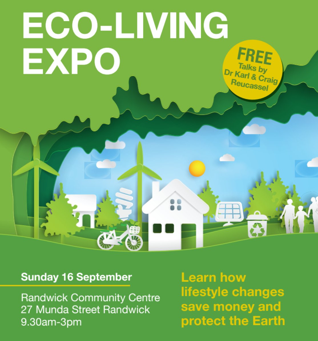 SunTenants's tweet photo. The Eco-living Expo is on this Sunday in Randwick. Come by for talks by @craigreucassel and @DoctorKarl, and a chat at the @SunTenants stall. https://t.co/VNtjx3bWfY