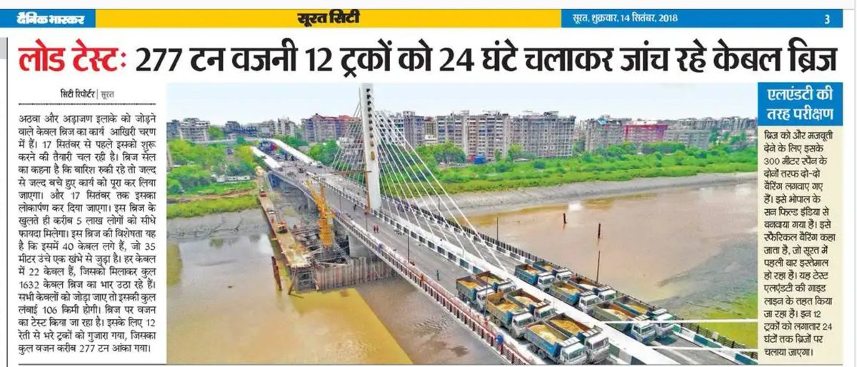 RockyLineswala's tweet image. #Finale_Technical_Work #Load_Testing on our #Surat #Cable_Stayed_Bridge on #RiverTapi

આપણા #સુરત #કેબલ_બ્રિજ પર #છેલ્લું_ટેકનિકલ_કામ , લોડ ટેસ્ટ



@Divya_Bhaskar @DainikBhaskar #yes_icc #Gujarat @DrJagdishSurat @CMOGuj @Nitinbhai_Patel @mansukhmandviya ji