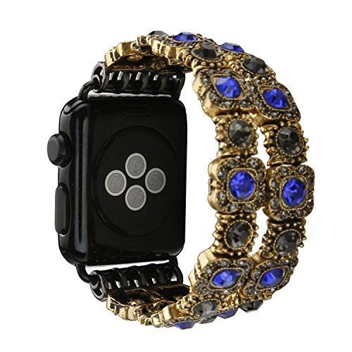 EvolutionStore5's tweet image. Apple Watch Series 3 Women Bling Band Luxury Faux Crystal Beaded Stone 38mm Blue : ebay.com/itm/1428253315…
