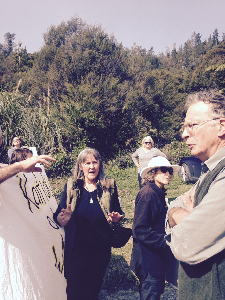greencatherine's tweet image. Tairua today - confronting miners conference people on DOC land