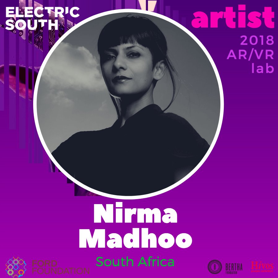 👏 [7/9] Meet <a href="/ndmcmmxiii/">nirma madhoo</a> (South Africa), one of our 9 Electric South 3rd Lab Artists. Nirma is a fashion designer &amp; filmmaker.

Get to know Nirma👉 bit.ly/2NfIPeu       

The lab is supported by <a href="/FordFoundation/">Ford Foundation</a> <a href="/BerthaFN/">Bertha Foundation</a> with additional support from <a href="/hivos/">Hivos Global</a> Digital Earth