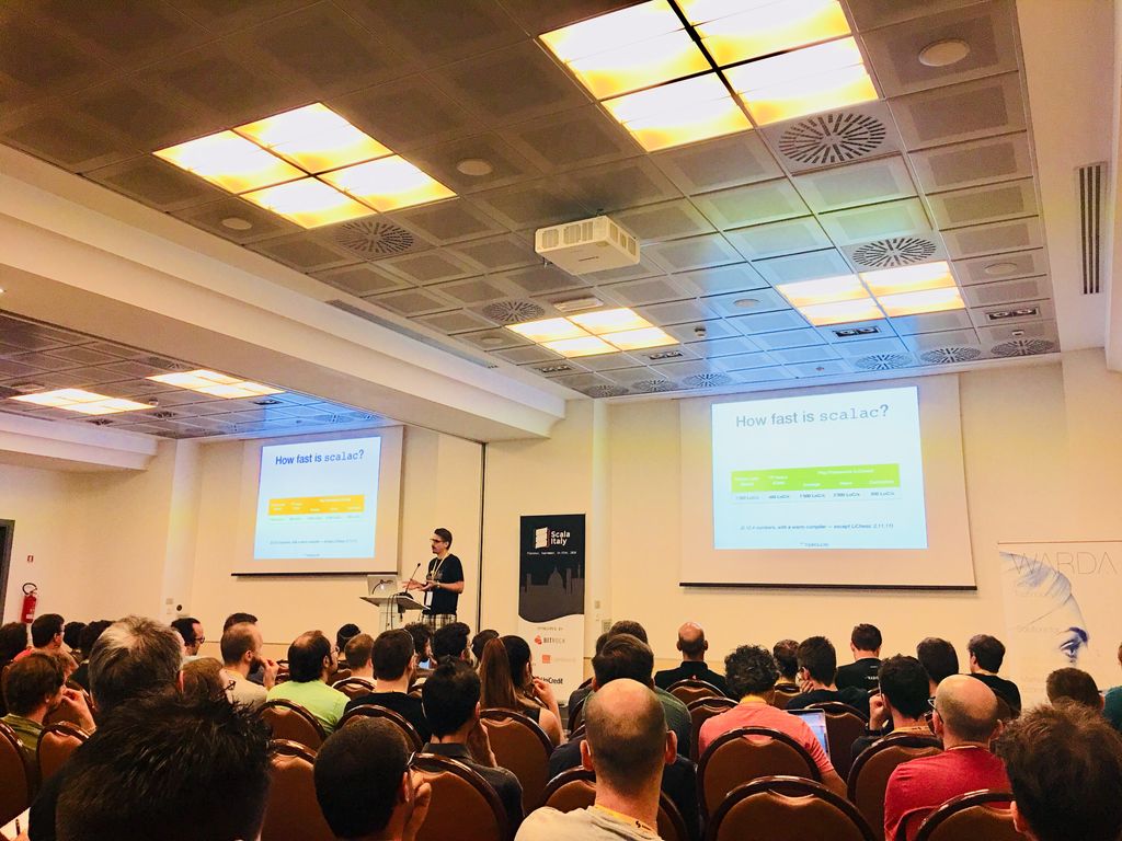 BitrockIT's tweet image. #ScalaItaly 2018. How fast is #ScalaC.
On air now. #Scala