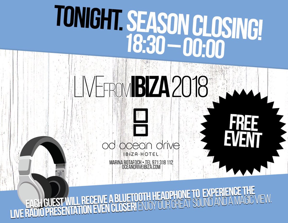 jackeyejones's tweet photo. Closing Night #LIVEfroMIBIZA 2018 season 🔥 

Wanna join us? rsvp@livefromibiza.live Next 

Event: LIVEfromIBIZA 2018 [6/6]

Energized by #Caliber12. Hosted by @WoodyVanEyden. 

@BeachGrooves @IbizaClubNews @radio_sync @ODoceandrive @IBZRecords https://t.co/ZWMLwJAa7N