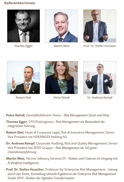 Enterprise Risk Summit 2018: Die Referenten im Überblick #riskmanagement #coso #strategy #RiskOpportunity #Risk